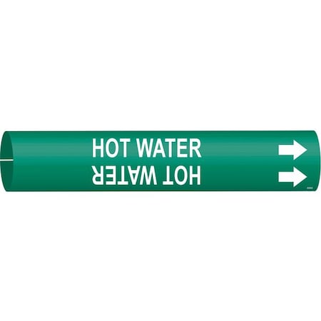 Brady Pipe Marker, Hot Water, Green, 4 to 6 In 4335-D