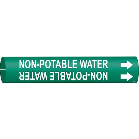 Brady Pipe Marker, Non-Potable Water, Gn, 4to6 In 4351-D