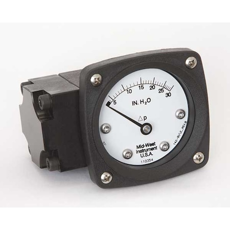Midwest Instrument Pressure Gauge, 0 to 30 In H2O 142-AA-00-OO-30H