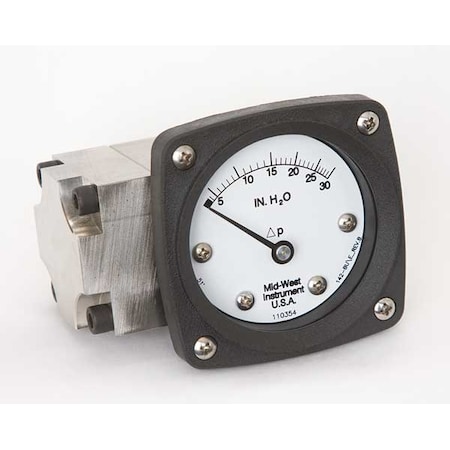 Midwest Instrument Pressure Gauge, 0 to 30 In H2O 142-SA-00-OO-30H