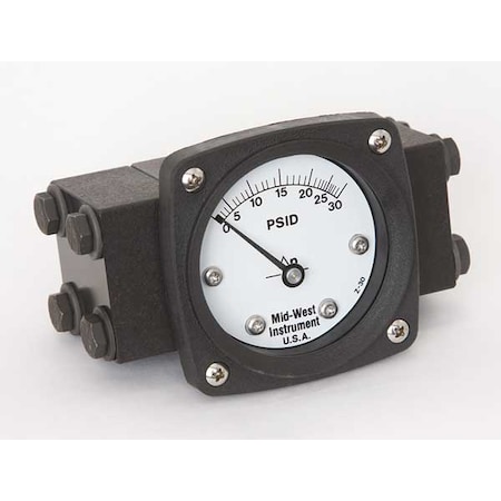 Midwest Instrument Pressure Gauge, 0 to 30 psi 140-AA-00-OO-30P