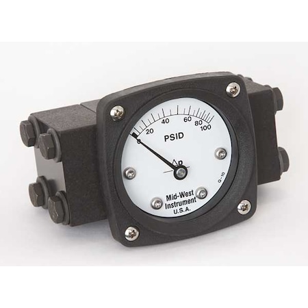 Midwest Instrument Pressure Gauge, 0 to 100 psi 140-AA-00-OO-100P