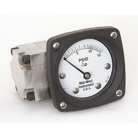 Midwest Instrument Pressure Gauge, 0 to 15 psi 142-SA-00-OO-15P
