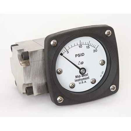 Midwest Instrument Pressure Gauge, 0 to 20 psi 142-SA-00-OO-20P