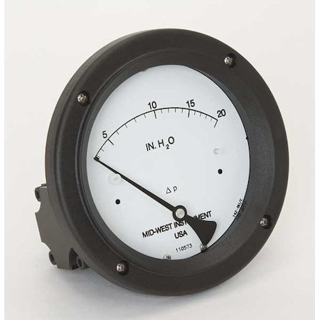 Midwest Instrument Pressure Gauge, 0 to 20 In H2O 142-AC-00-OO-20H