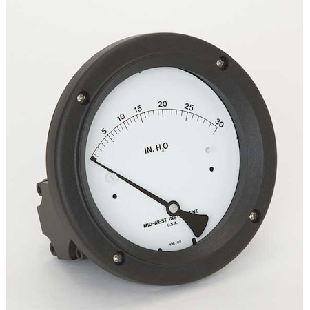 Midwest Instrument Pressure Gauge, 0 to 30 In H2O 142-AC-00-OO-30H
