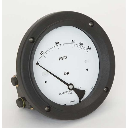 Midwest Instrument Pressure Gauge, 0 to 50 psi 140-SC-00-OO-50P