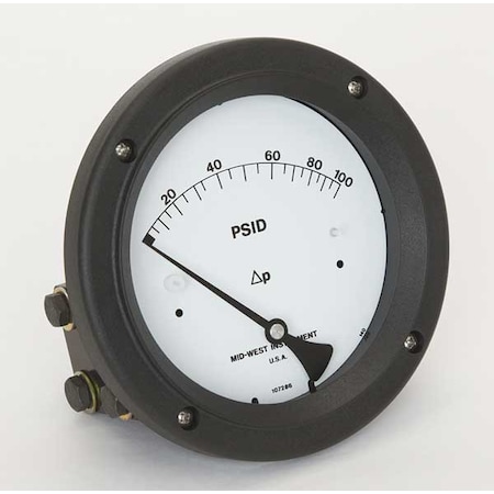 Midwest Instrument Pressure Gauge, 0 to 100 psi 140-AC-00-OO-100P
