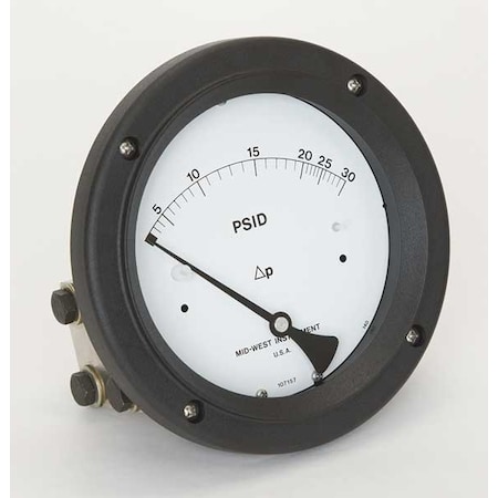 Midwest Instrument Pressure Gauge, 0 to 30 psi 140-SC-00-OO-30P