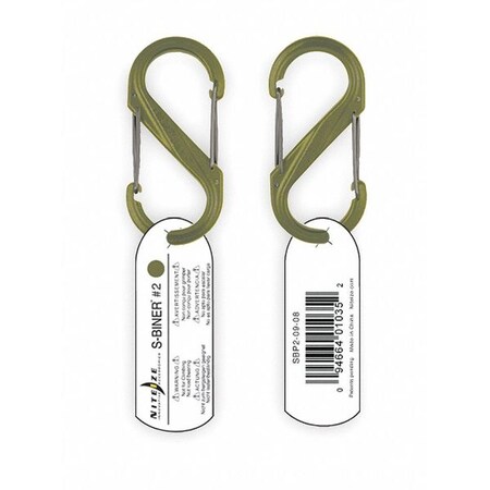 Nite Ize Carabiner Clip, 2 In., Plastic, Olive SBP2-03-08