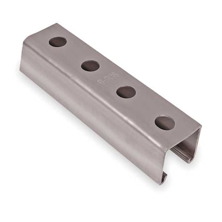 Kindorf Single Channel Strut, Punched, 304 Stainless Steel, Polished, 9/16 in Hole Size, Silver B 905 10 SS