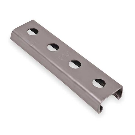 Kindorf Single Channel Strut, Punched, 304 Stainless Steel, Polished, 9/16 in Hole Size, Silver B 907 10 SS