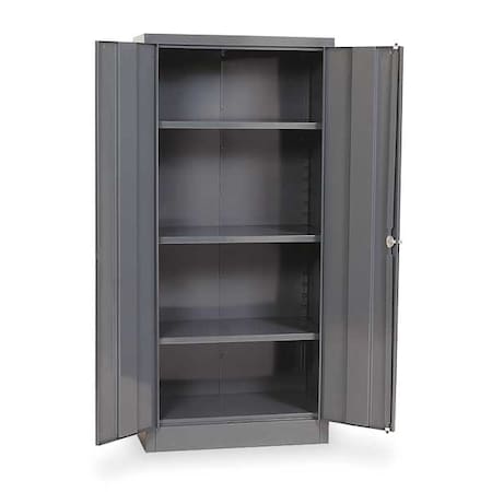 Zoro Select Stationary Storage Cabinet, 24 Gauge Steel, 66 in H x 30 in W x 15 in D, Gray 1UFD5