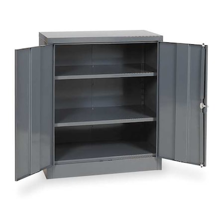 Zoro Select Shelving Storage Cabinet, 42 in H, 36 in W, 18 in D, Swing, Keyed, Gray, 2 Shelves, 0 Drawers 1UFD3