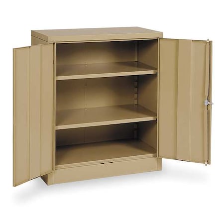 Zoro Select Shelving Storage Cabinet, 42 in H, 36 in W, 18 in D, Swing, Keyed, Tan, 2 Shelves, 0 Drawers 1UFD2