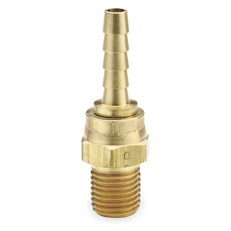Parker Hose Barb, 3/8 In Barb, 1/4 In MNPT, Brass 125HBLSV-6-4