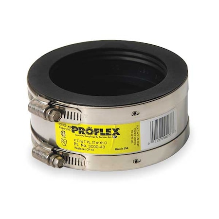 Fernco Shielded Coupling, For Pipe Size 4" x 3" 3000-43