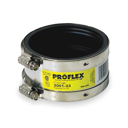 Fernco Shielded Coupling, For Pipe Size 3" x 3" 3001-33
