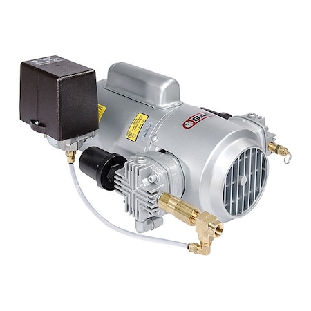 Gast Piston Air Compressor, 1HP, 115/230V, 1Ph 6LCF-246S-M616NEX