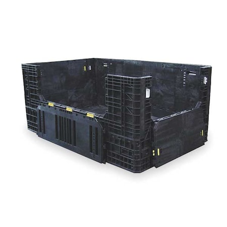 Orbis Collapsible Bulk Container 52.3 cu ft Volume Cap., 78 in L, 48 in W, 34 in H, Plastic, Black HDR7848-34 Blk