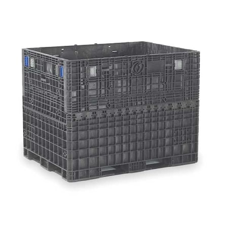 Orbis Collapsible Bulk Container 67.4 cu ft Volume Cap., 62 1/2 in L, 48 in W, 50 in H, Plastic, Black HD6248-50 Blk