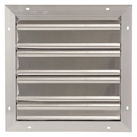 Dayton 16 in 19"H-W 5 1/4"L Aluminum Backdraft Damper, 16-1/2 in x 16-1/2 in, Aluminum 3HHN6