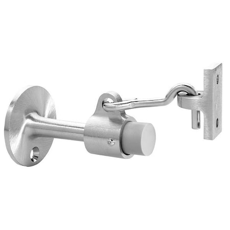 Rockwood Hook-Style Door Holder, Brass, Silver, 1-3/4"H x 1-3/32"W 477.26D