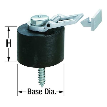 Rockwood Rubber Bumper Door Stop, Cast Brass, Black, 3"H 464.26D