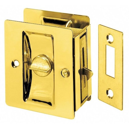 Rockwood Locking Pocket Door Pull, Polished Brass, Clips/Fasteners 891.3