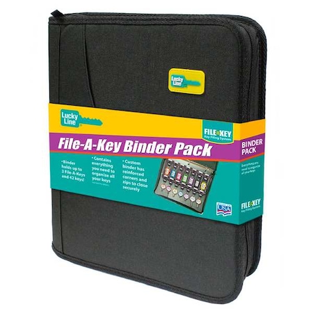 Lucky Line File-A-Key, Binder, Black, Fabric, Binder, - 60020