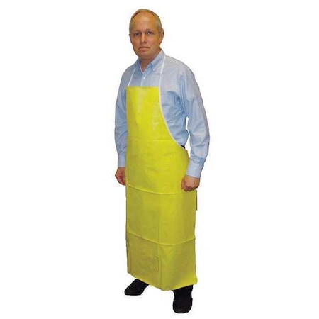 Chemsplash Disposable Bib Apron, Proprietary Laminated Nonwoven, Seamless, 10 mil, 46 in, Yellow, Universal 702846Y