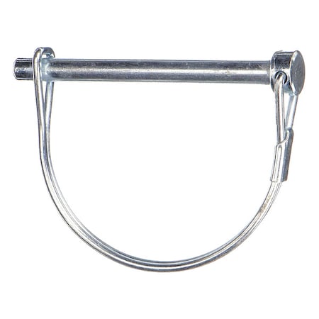 ZORO SELECT Safety Pin, Low Carbon Steel, Not Graded, Zinc Plated, 1/4 in Pin Dia, 1 3/4 in Usbl L, 2 1/4 in L, 5 PK U39685.025.0175