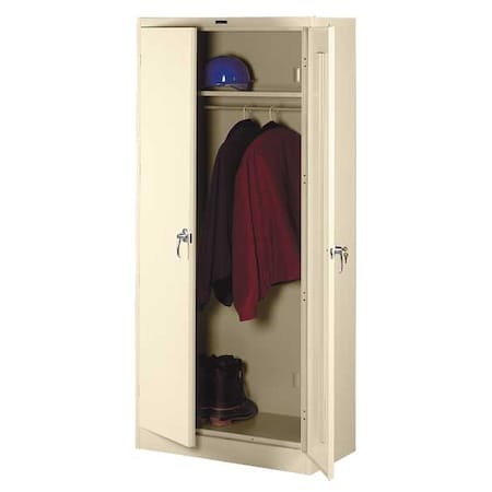 Tennsco Wardrobe Storage Cabinet, 78 in H, 36 in W, Swing, Keyed, Champagne/Putty, 2 Shelves, 0 Drawers 2471PY