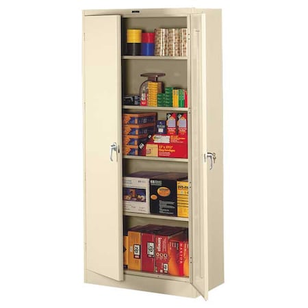 Tennsco Shelving Storage Cabinet, 78 in H, 36 in W, 24 in D, Swing, Keyed, Putty, 4 Shelves, 0 Drawers 7824PY
