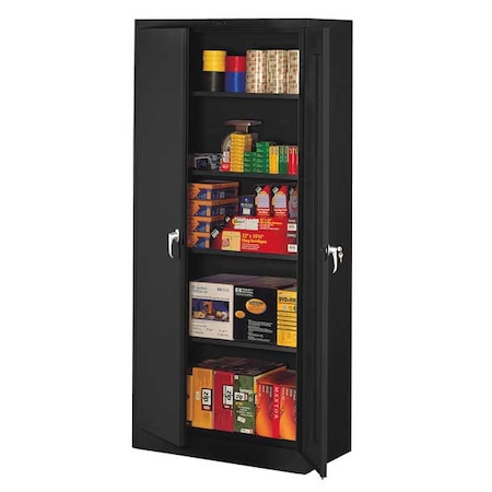 Tennsco Shelving Storage Cabinet, 78 in H, 36 in W, Swing, Keyed, Black, 4 Shelves, 0 Drawers 7824BK