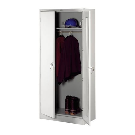 Tennsco Wardrobe Storage Cabinet, 78 in H, 36 in W, Swing, Keyed, Light Gray, 2 Shelves, 0 Drawers 7824WLGY