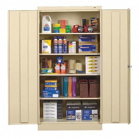 Tennsco Shelving Storage Cabinet, 72 in H, 36 in W, Champagne/Putty, 5 Shelves, 0 Drawers 7224PY