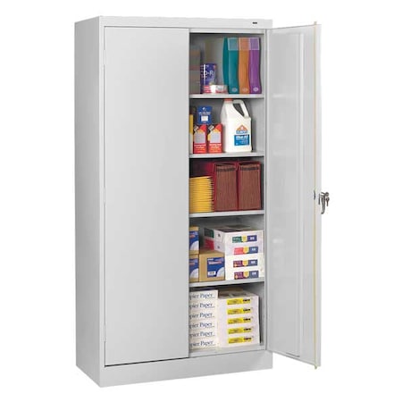 Tennsco Shelving Storage Cabinet, 72 in H, 36 in W, Swing, Keyed, Light Gray, 4 Shelves, 0 Drawers 7224LGY