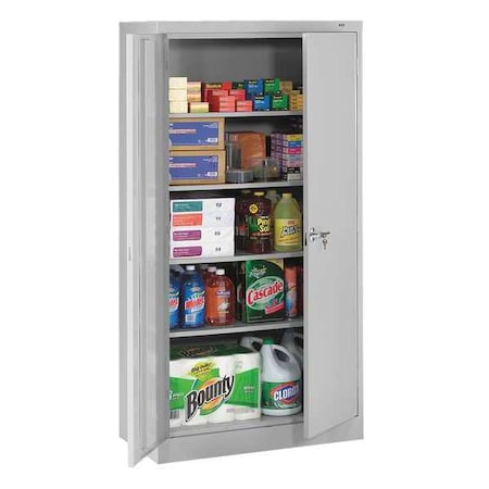 Tennsco Shelving Storage Cabinet, 72 in H, 36 in W, 18 in D, Swing, Keyed, Light Gray, 4 Shelves, 0 Drawers 7218LGY