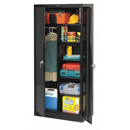 Tennsco Combo Wardrobe Storage Cabinet, 78 in H, 36 in W, Swing, Keyed, Black, 5 Shelves, 0 Drawers 7814BK