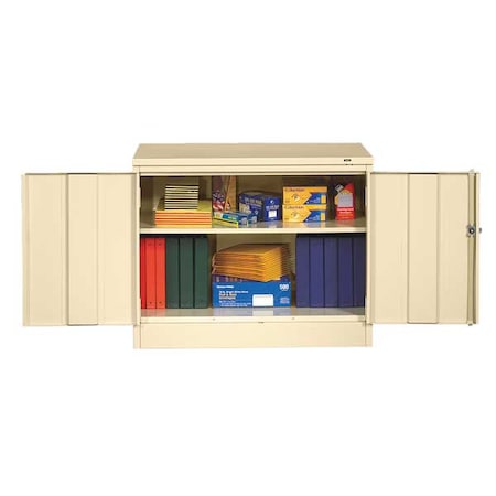 Tennsco Shelving Storage Cabinet, 30 in H, 36 in W, 18 in D, Swing, Keyed, Putty, 2 Shelves, 0 Drawers 1430PY