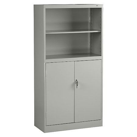 Tennsco Storage Cabinet/Bookcase Combination, 72 in H, 36 in W, 18 in D, Light Gray, 5 Shelves, 0 Drawers BCD18-72LGY