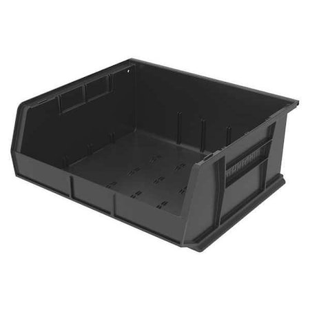 Akro-Mils Hang & Stack Storage Bin, 16-1/2 in W x 14-3/4 in L x 7 in H, 75 lb Load Capacity, Black, Plastic 30250BLACK