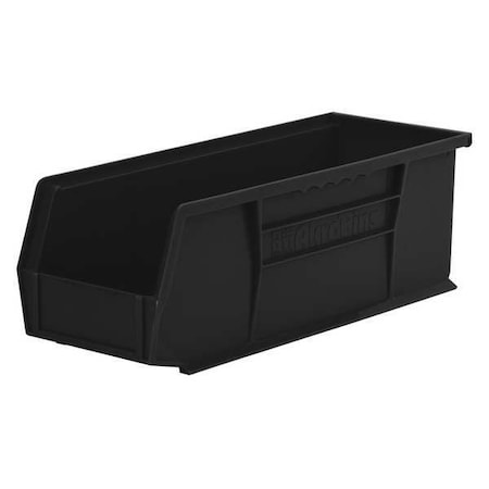 Akro-Mils Hang & Stack Storage Bin, Plastic, Black, 5 in H, 5 1/2 in W, 14 3/4 in L 30234BLACK