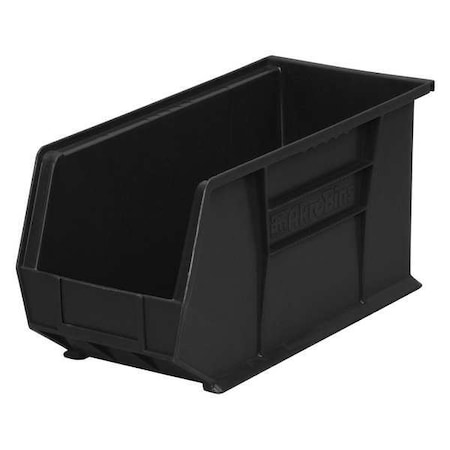 Akro-Mils Hang & Stack Storage Bin, Plastic, Black, 9 in H, 8 1/4 in W, 18 in L 30265BLACK
