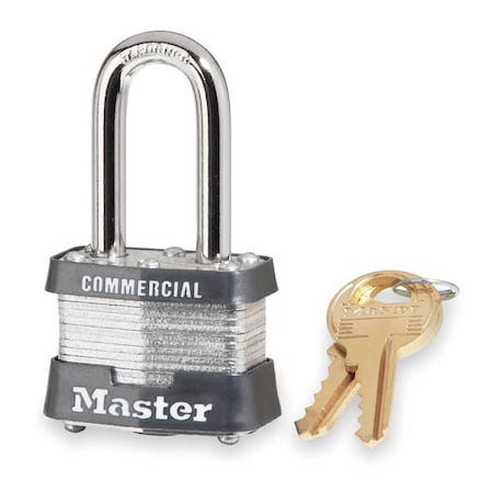 Master Lock Padlock, Keyed Alike, Long Shackle, Rectangular Steel Body, Steel Shackle, 5/8 in W 3KALF