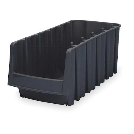 AKRO-MILS 24 lb Hang & Stack Storage Bin, Plastic, 8 3/8 in W, 7 in H, Black, 17 in L 30778BLACK