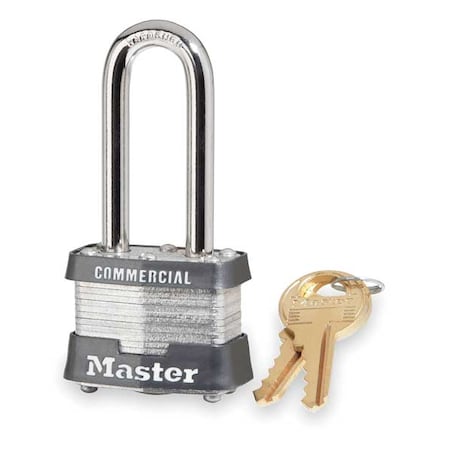 Master Lock Padlock, Keyed Alike, Long Shackle, Rectangular Steel Body, Steel Shackle, 5/8 in W 3KALH