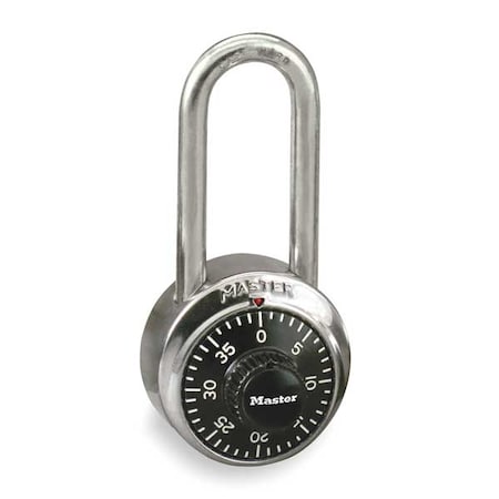 Master Lock Combination Padlock, Front, Black/Silver 1500LH