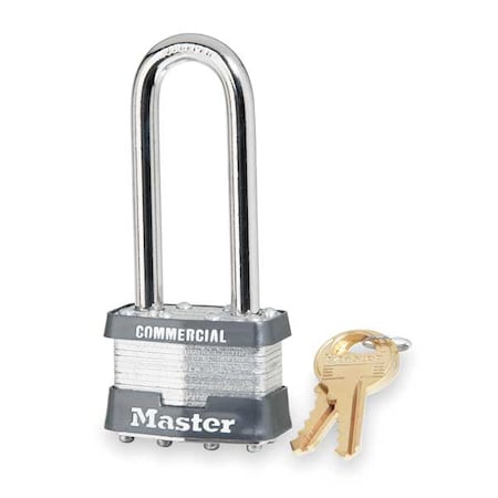 Master Lock Padlock, Keyed Different, Long Shackle, Rectangular Steel Body, Steel Shackle, 3/4 in W 81LJ